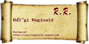 Régi Reginald névjegykártya